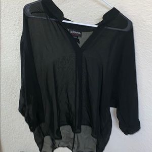 Black shear v-neck top